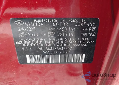 2025 Hyundai Sonata Sel from USA, damaged, VIN KMHL64JAXSA478977